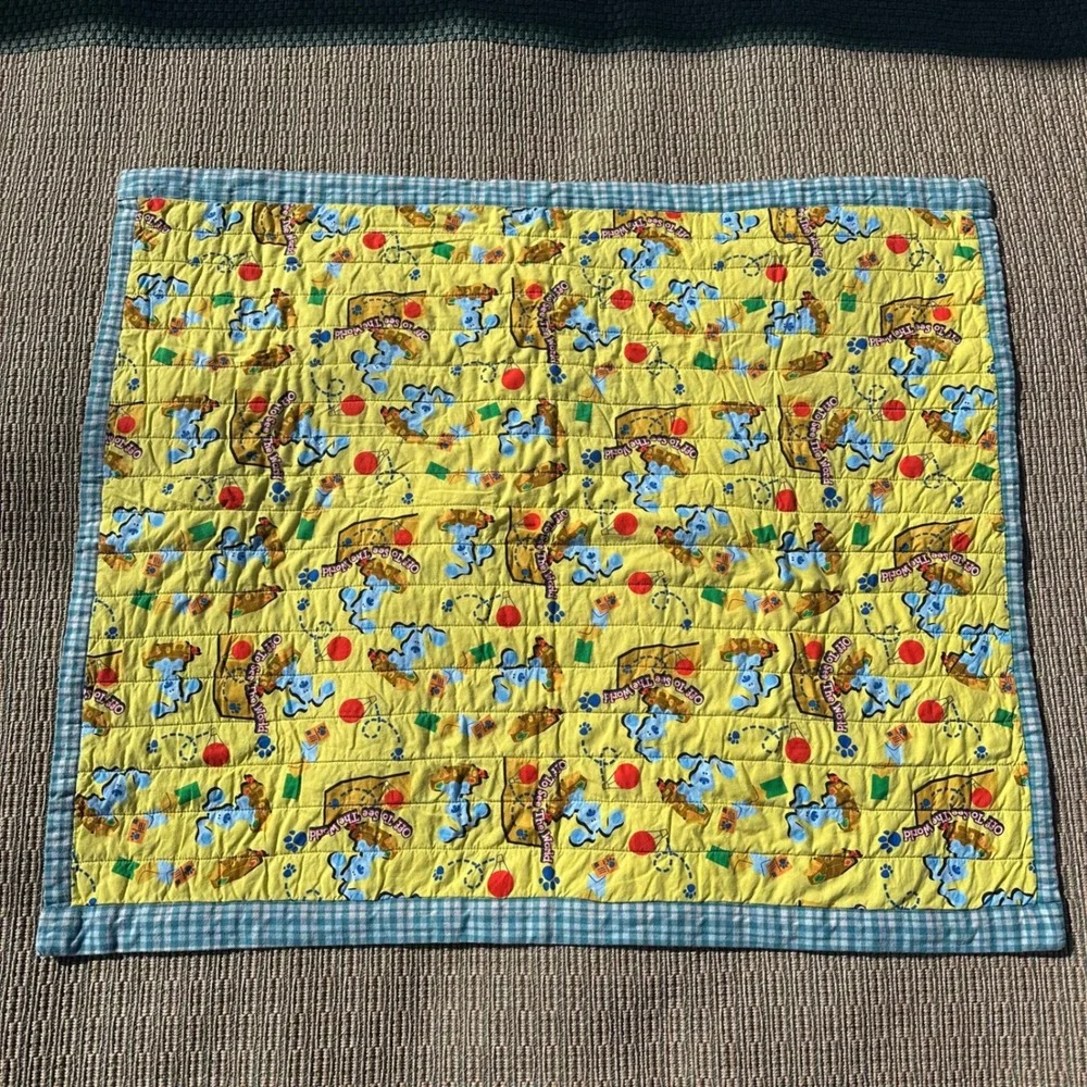 Blues Clues Quilt Off To See The World Baby Blanket Yellow Gingham‎ Reversible